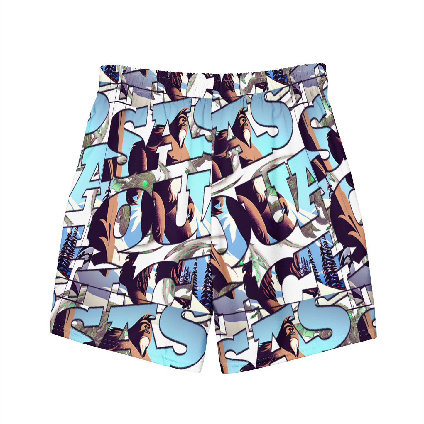 Sasquatch Snowy Anime Men's swim trunks