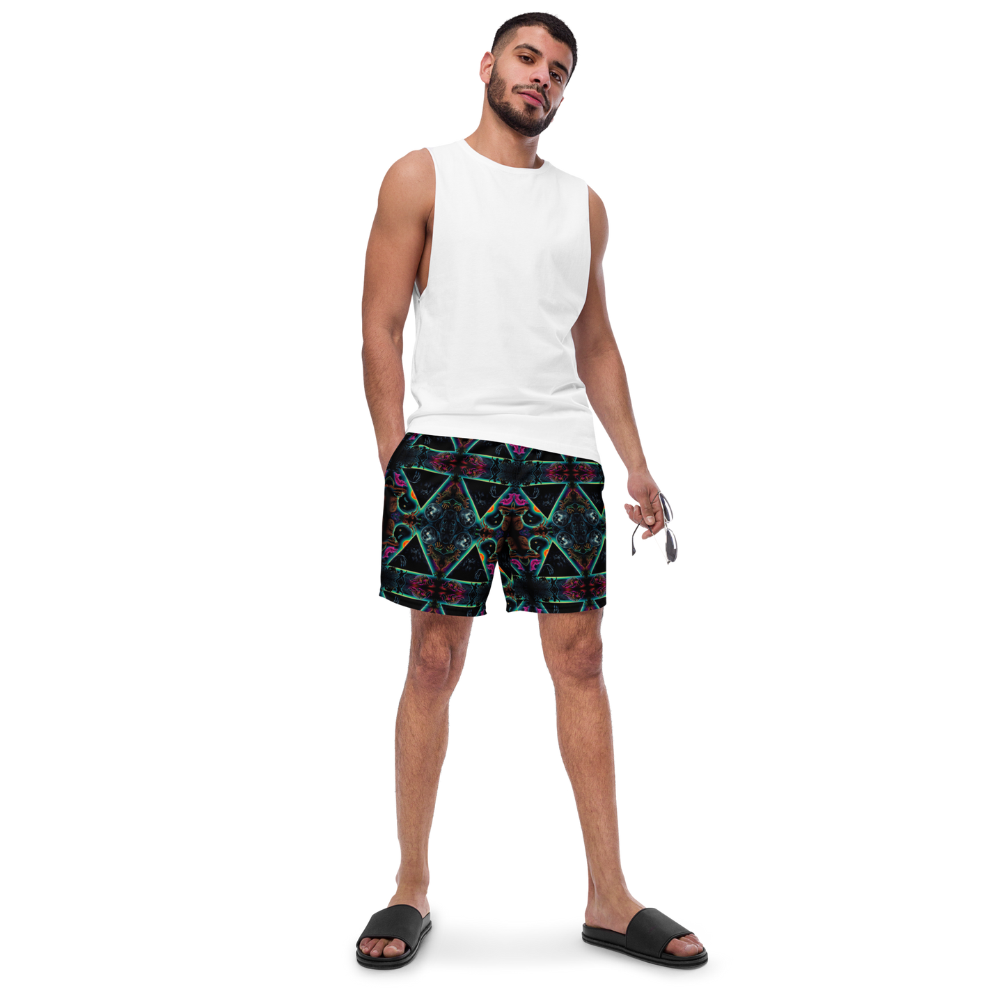 Black Gate Pyramid of Cryptids Men's swim trunks