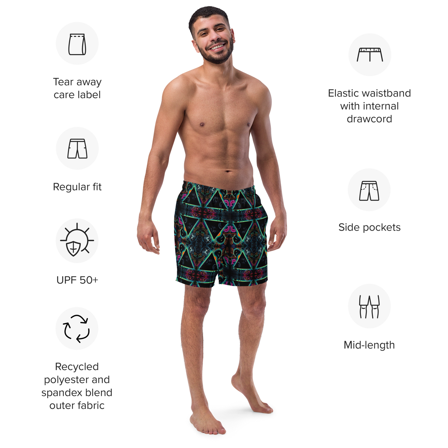 Black Gate Pyramid of Cryptids Men's swim trunks