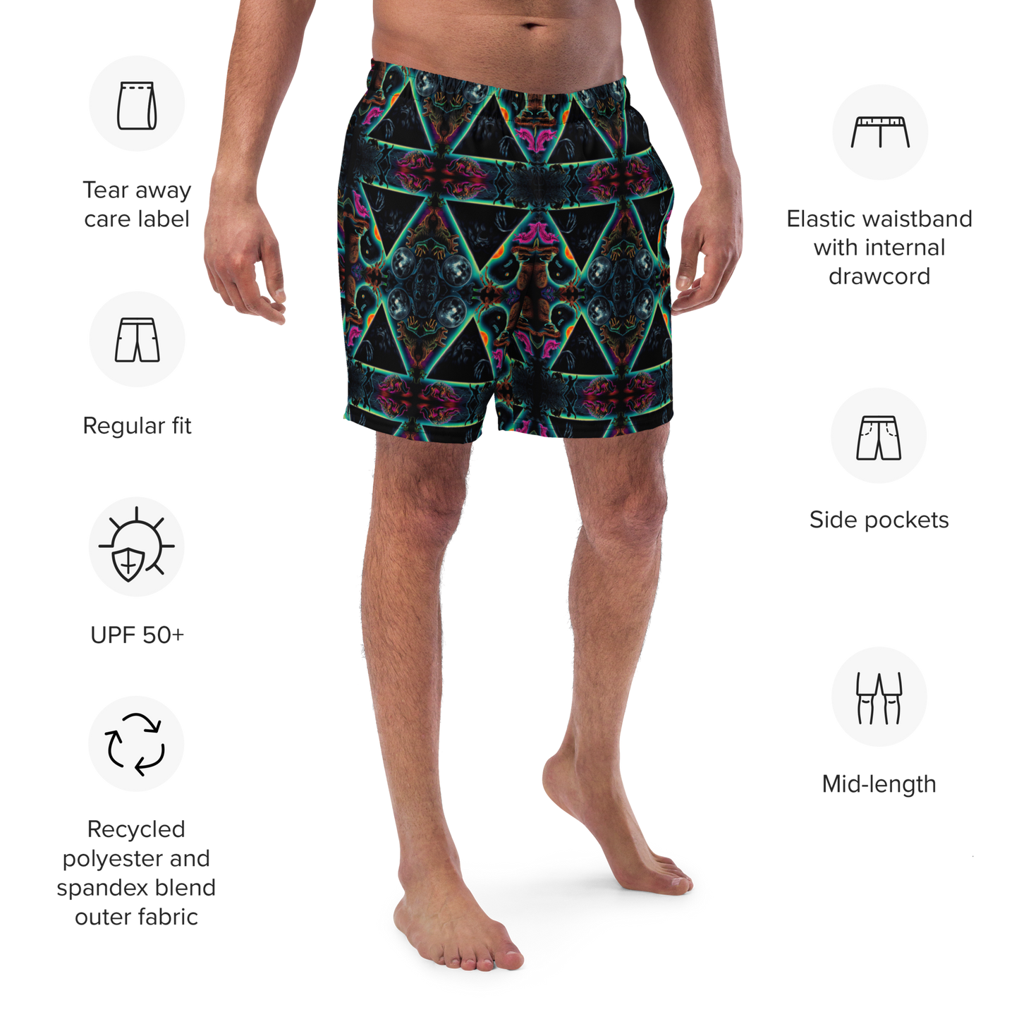 Black Gate Pyramid of Cryptids Men's swim trunks