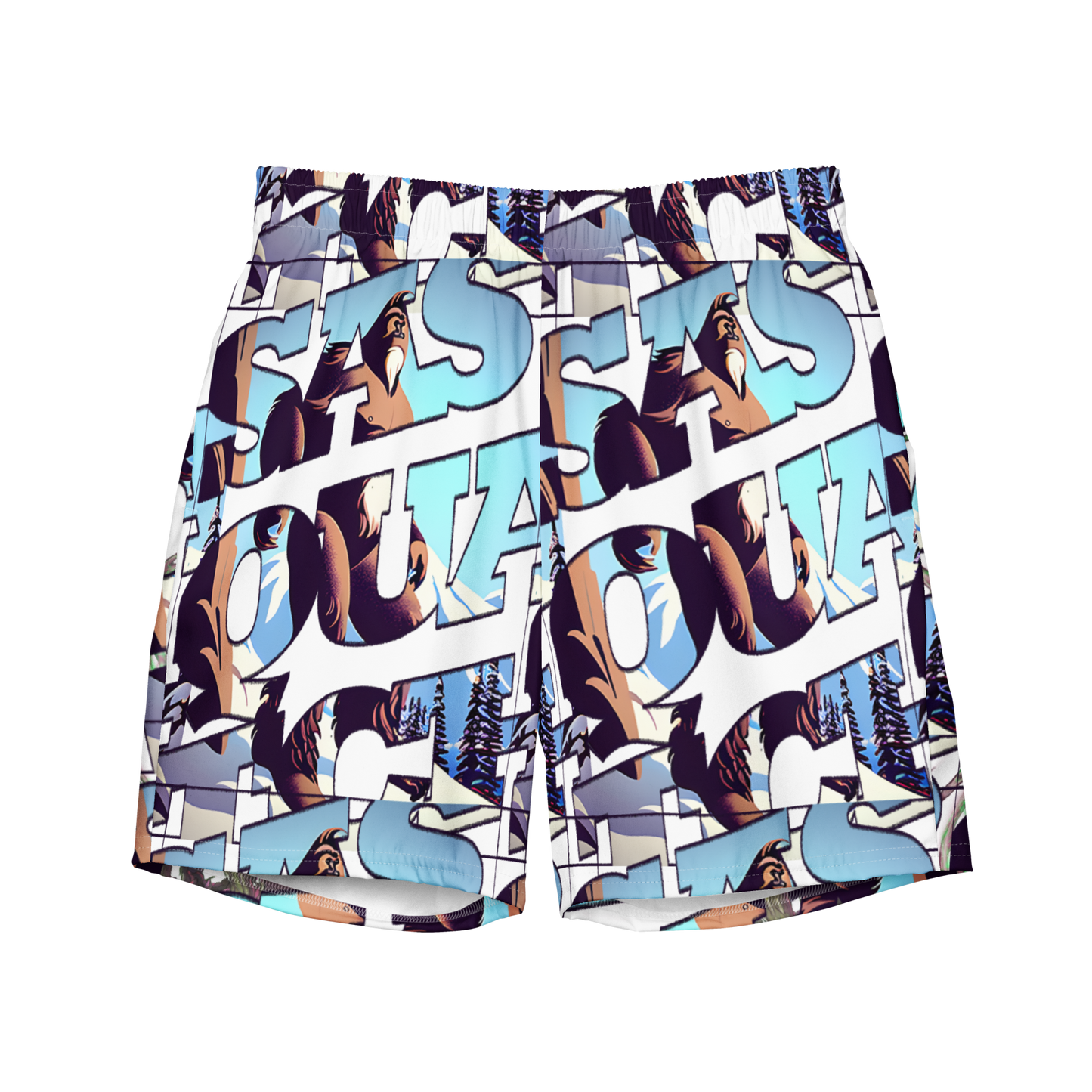 Sasquatch Snowy Anime Men's swim trunks