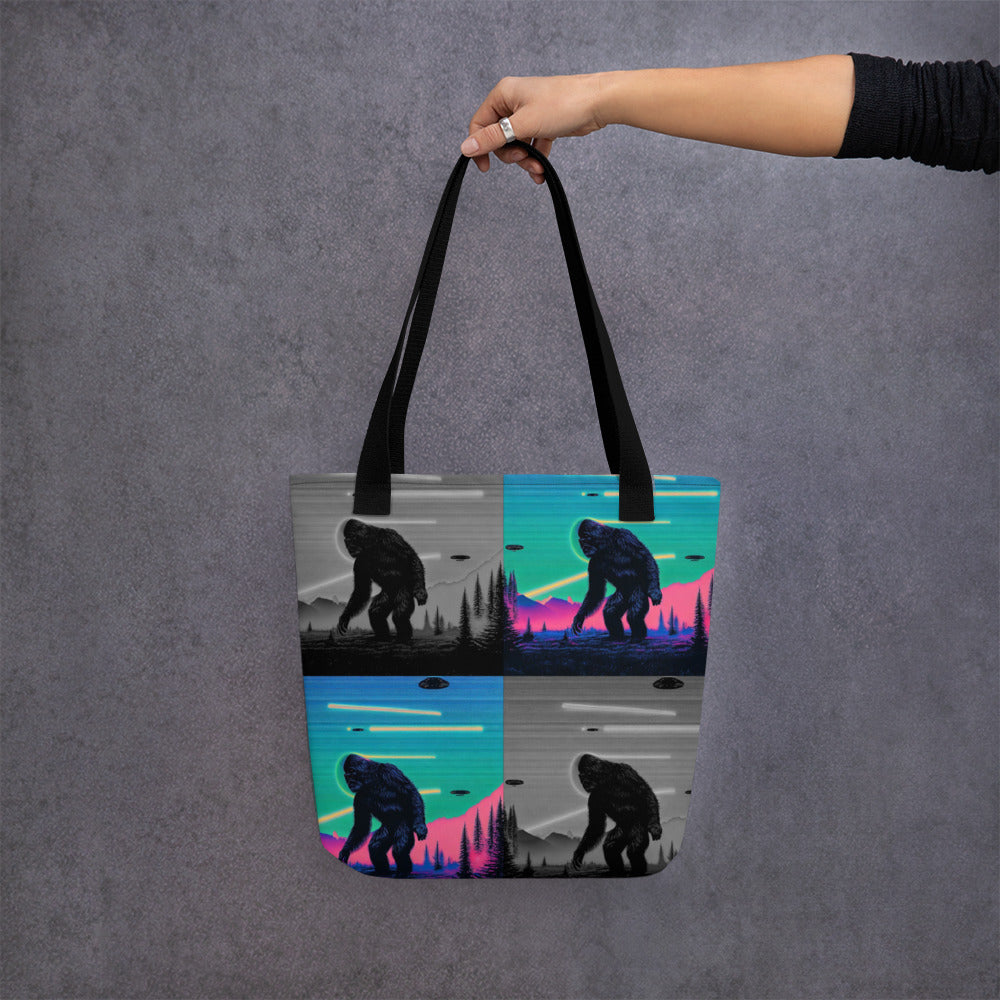 Neon Bigfoot Wood Art Tote bag