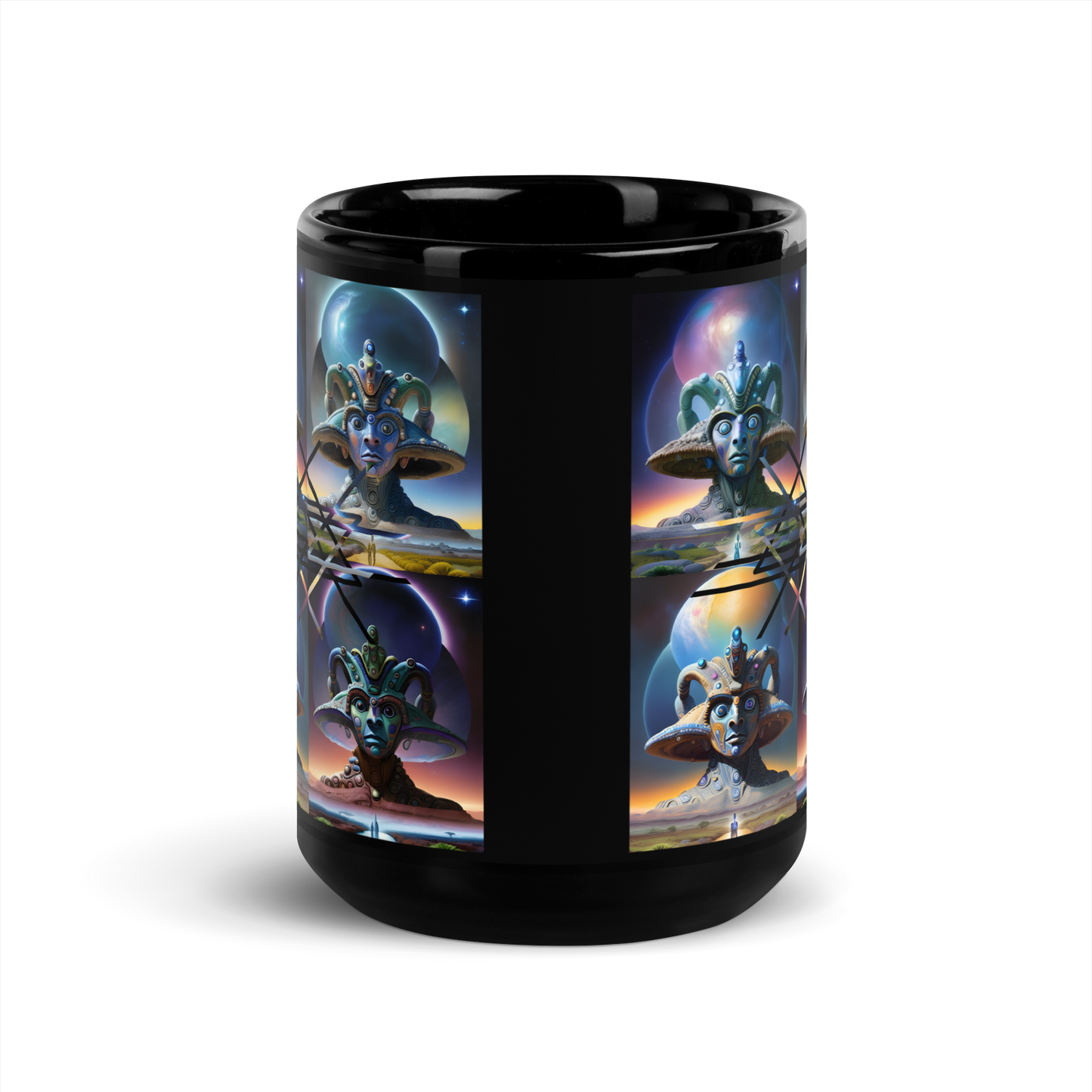 Ancient Extraterrestrial Geometry Black Glossy Mug