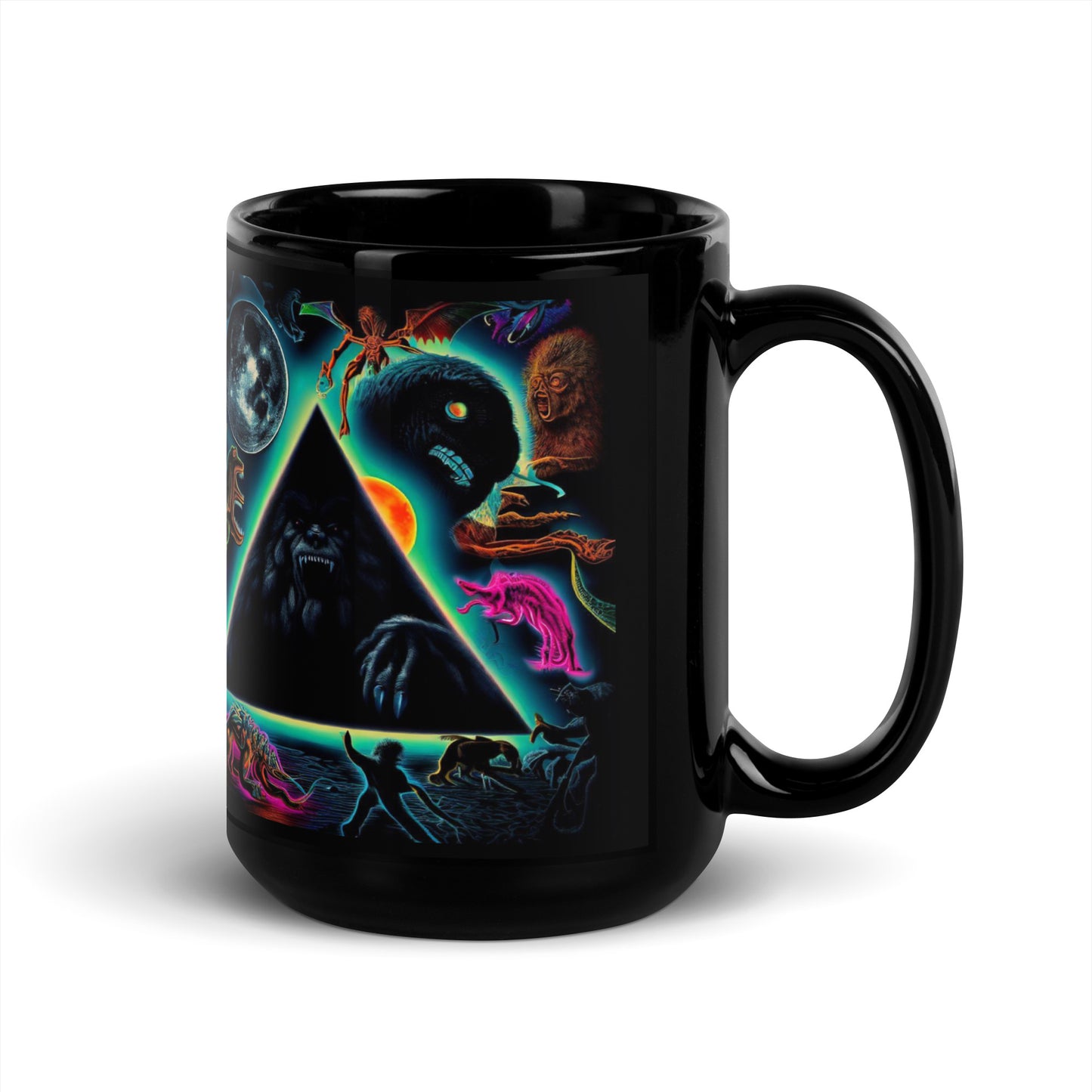 Black Gate Pyramid of Cryptids Black Glossy Mug
