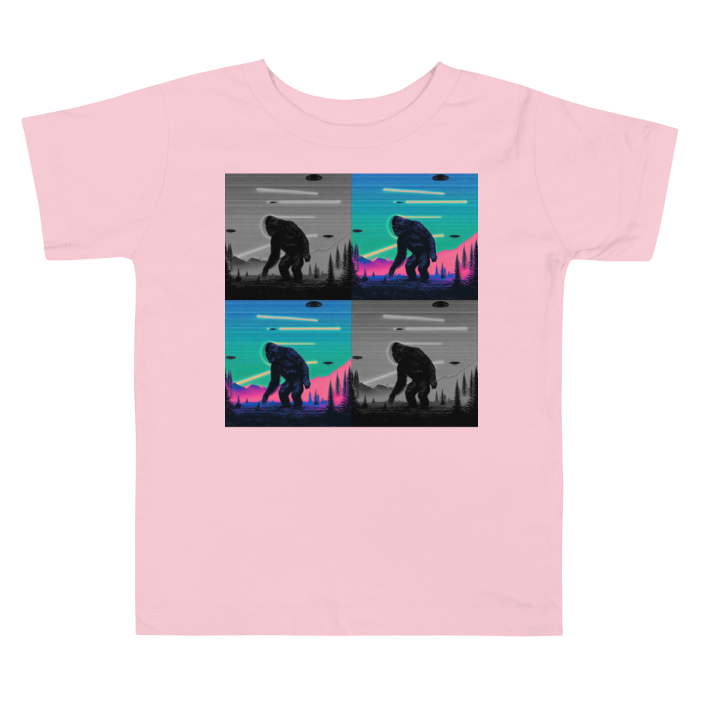 Neon Bigfoot Wood Art Toddler Short Sleeve Tee