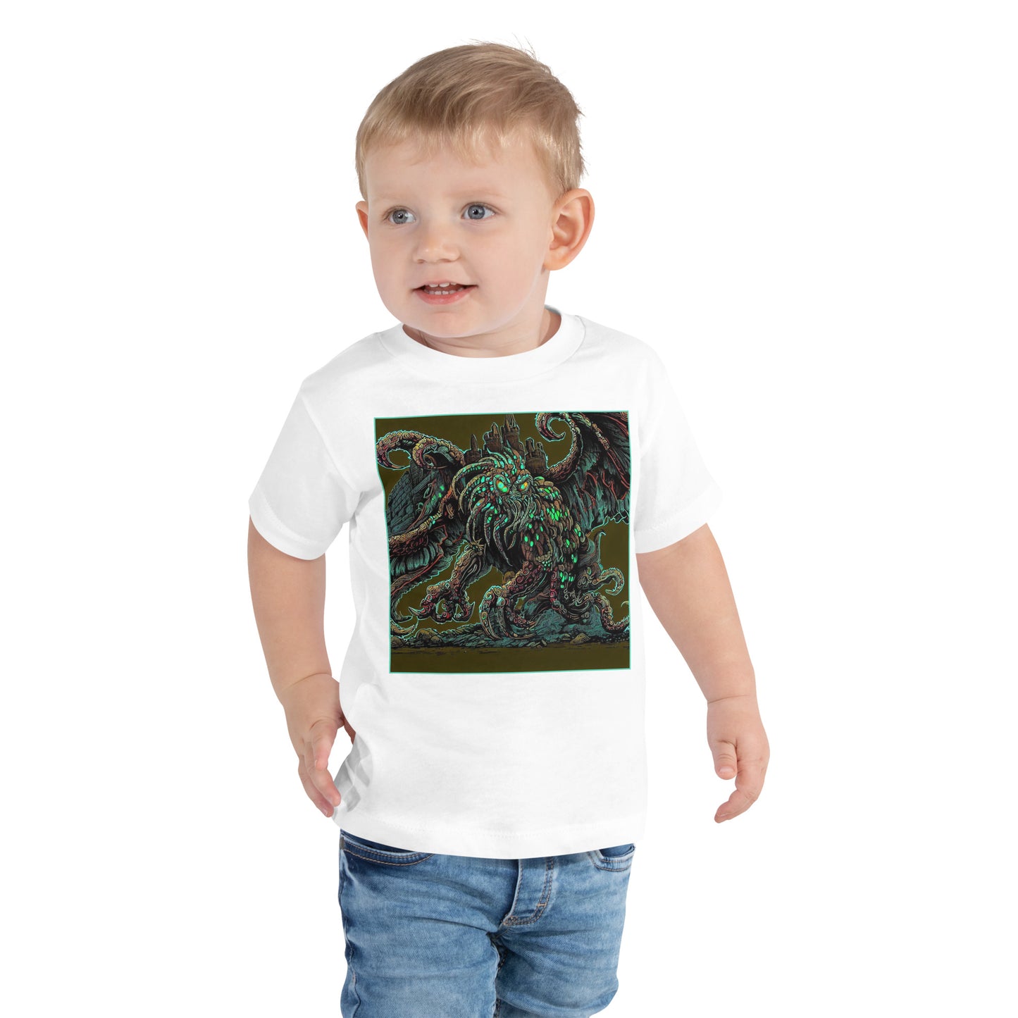 Cthulhu Castle Attack Toddler Short Sleeve Tee