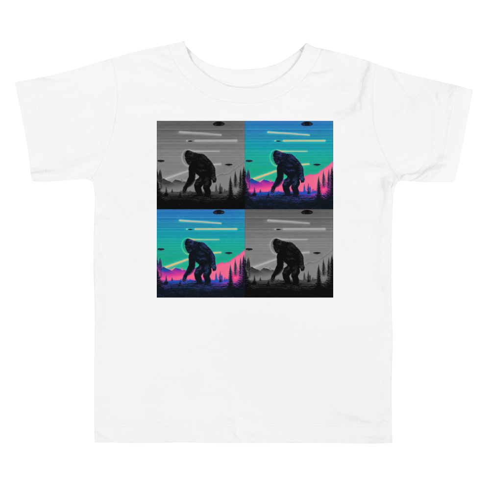 Neon Bigfoot Wood Art Toddler Short Sleeve Tee