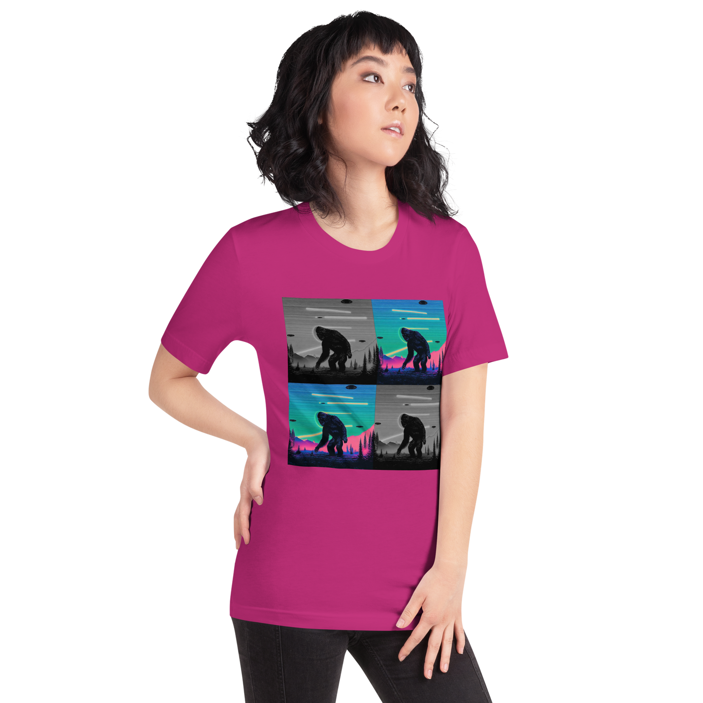 Neon Bigfoot Wood Art Unisex t-shirt