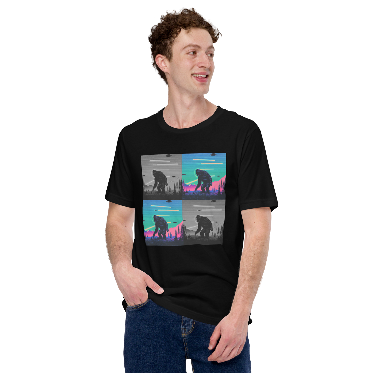 Neon Bigfoot Wood Art Unisex t-shirt