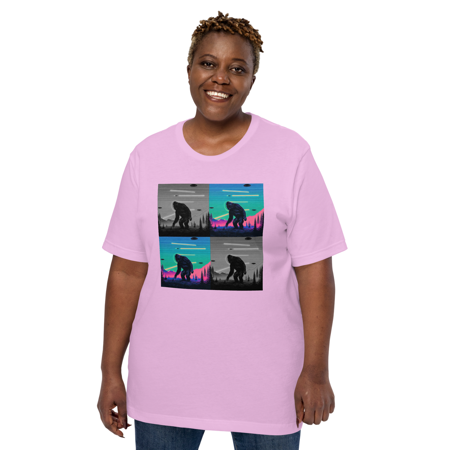 Neon Bigfoot Wood Art Unisex t-shirt
