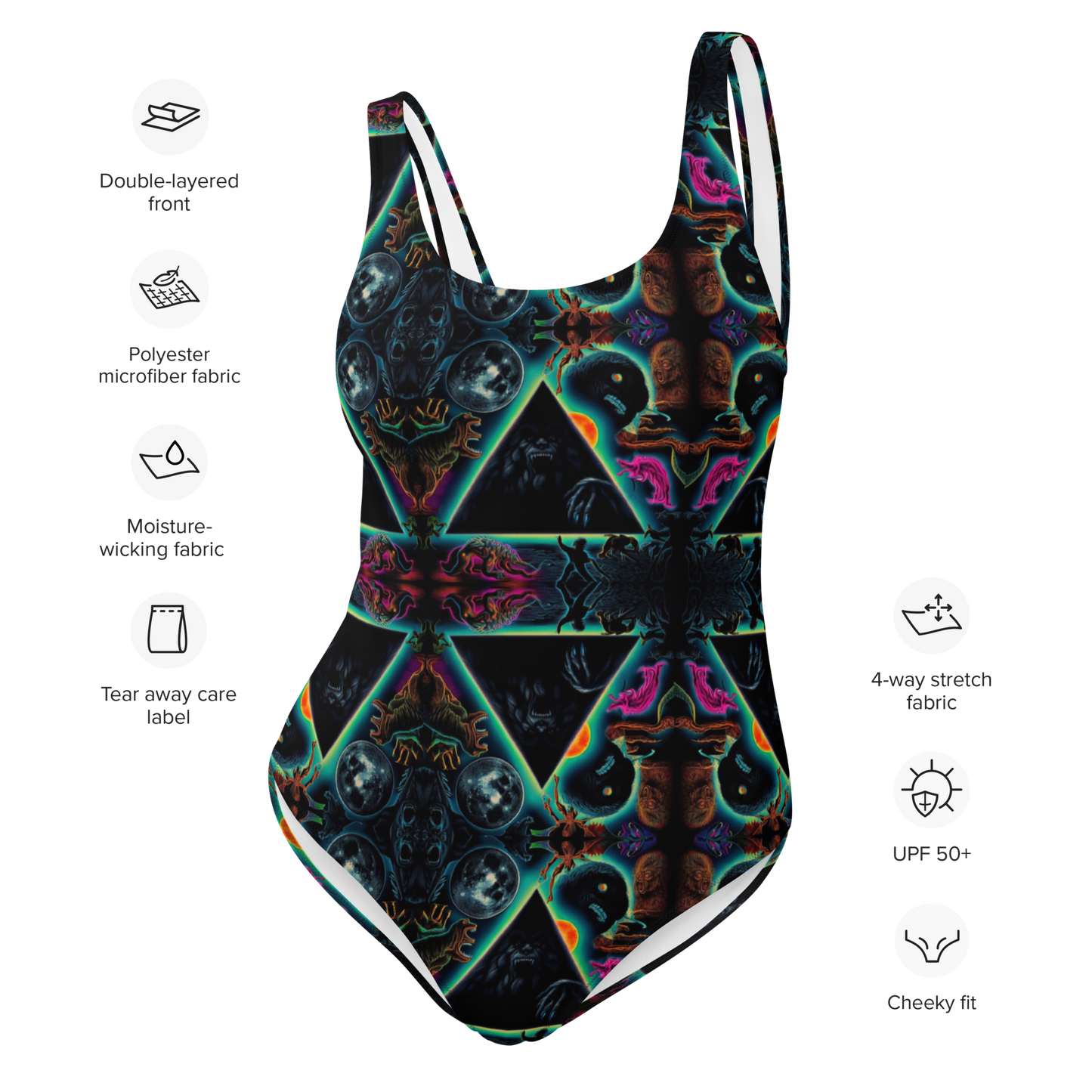 Black Gate Pyramid of Cryptids One-Piece Swimsuit