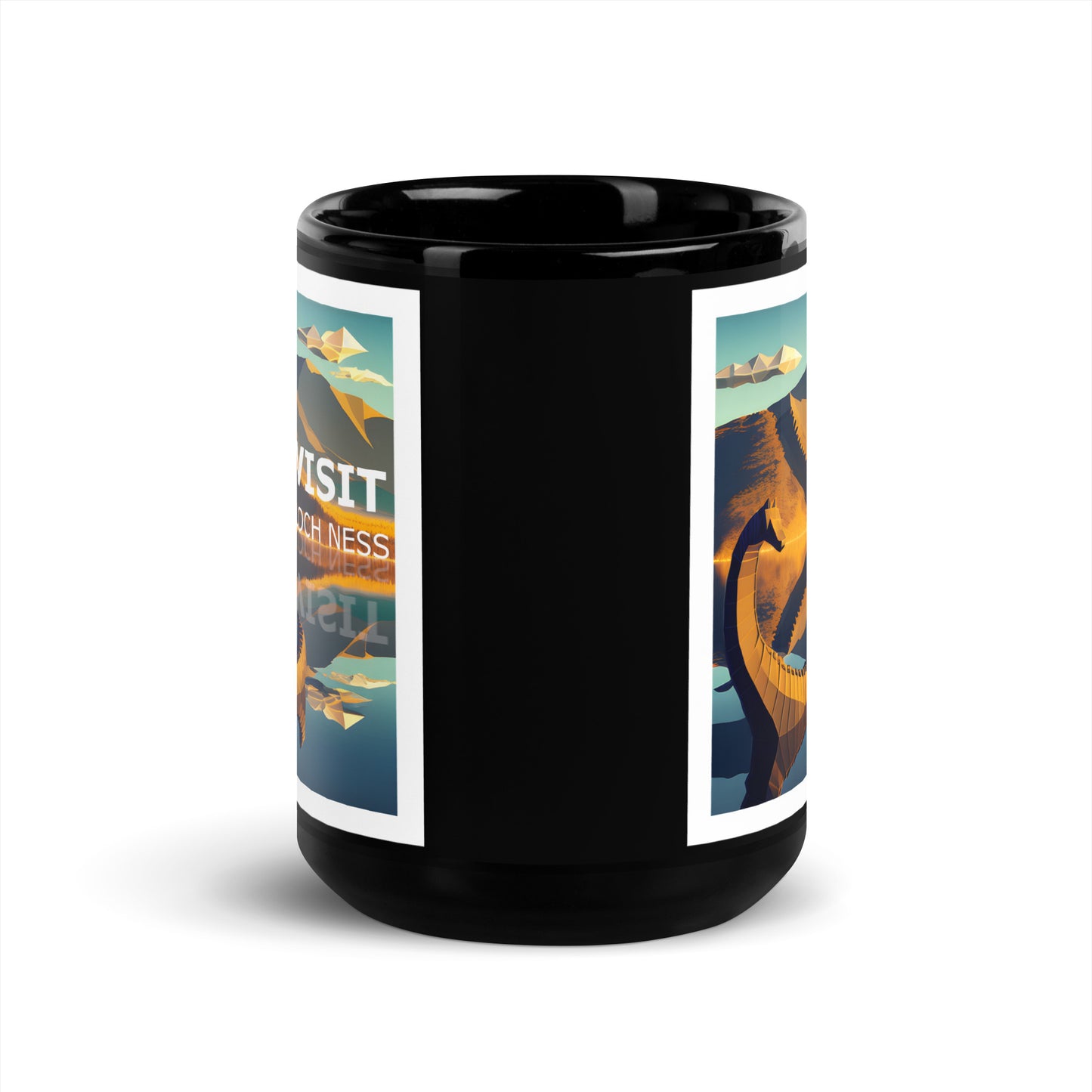 Visit Loch Ness Nessie Black Glossy Mug