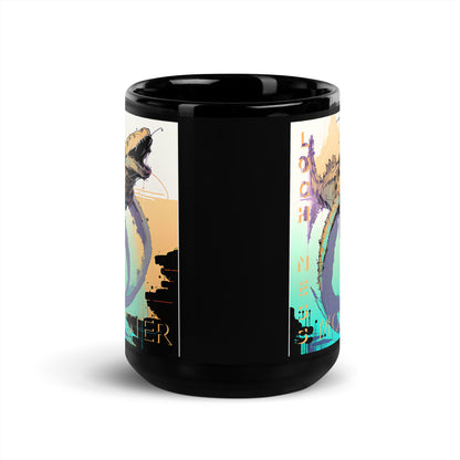 Loch Ness Monster Inkpunk Black Glossy Mug