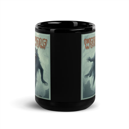 Werewolf Misty Graveyard Black Glossy Mug