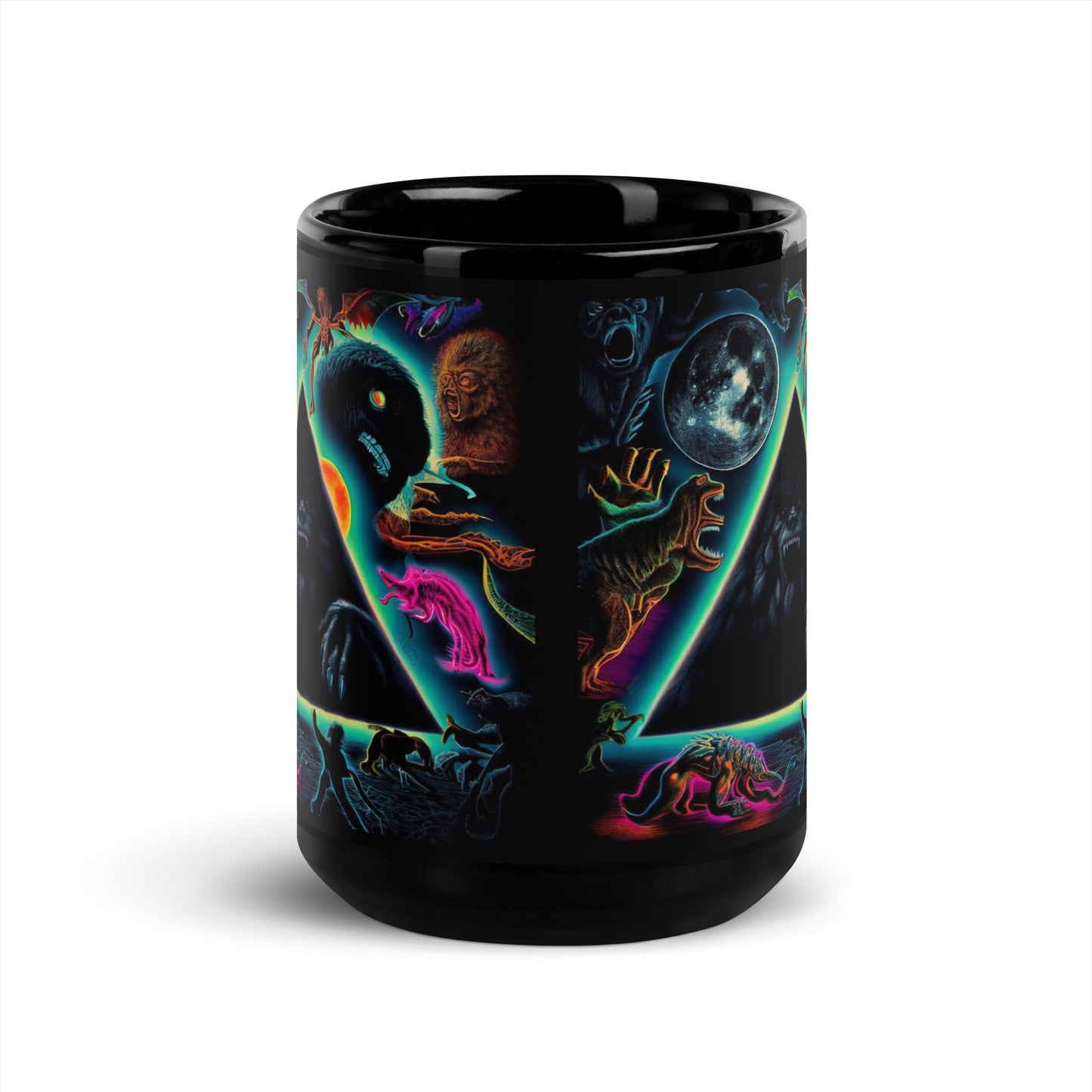 Black Gate Pyramid of Cryptids Black Glossy Mug