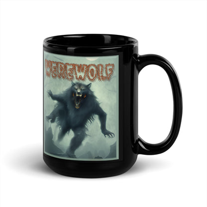 Werewolf Misty Graveyard Black Glossy Mug