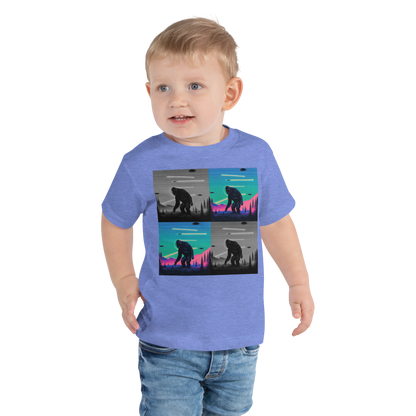 Neon Bigfoot Wood Art Toddler Short Sleeve Tee