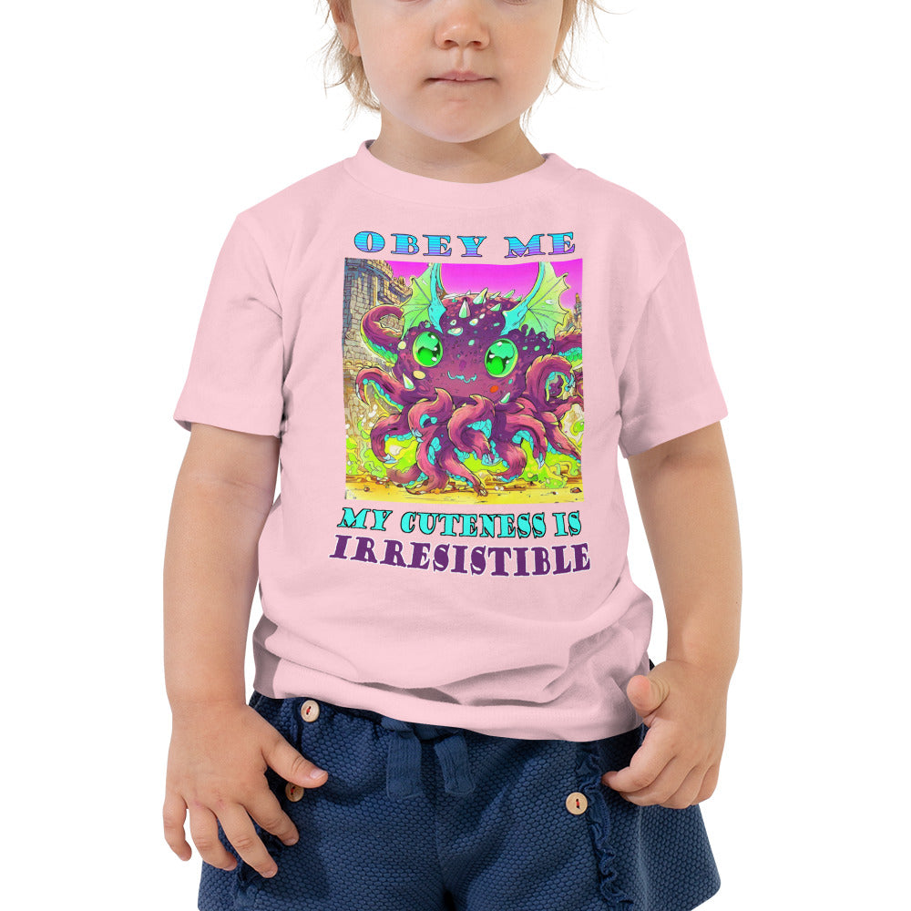 Obey Me, My Cuteness is Irresistible Toddler Short Sleeve Tee