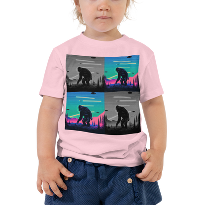 Neon Bigfoot Wood Art Toddler Short Sleeve Tee