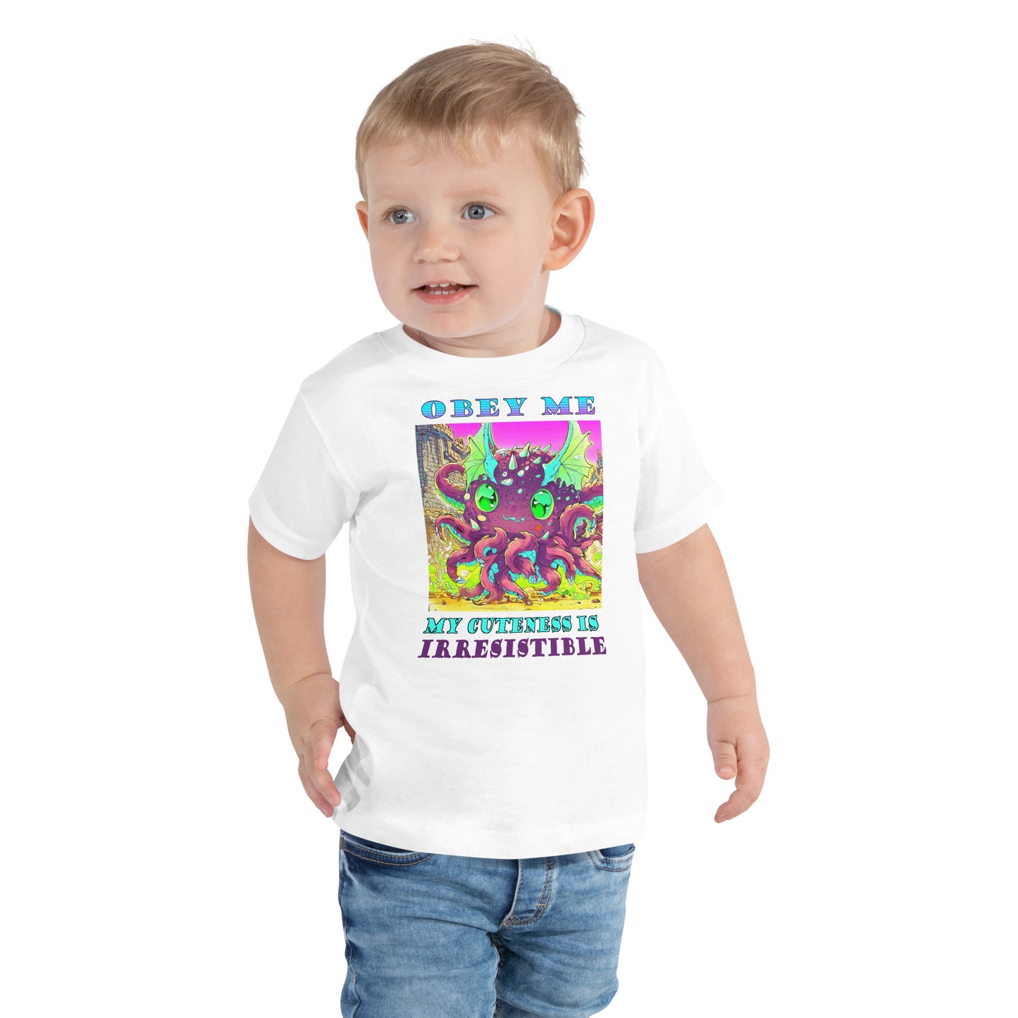 Obey Me, My Cuteness is Irresistible Toddler Short Sleeve Tee