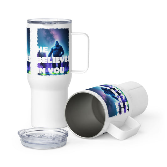 He Believes In You Travel mug with a handle