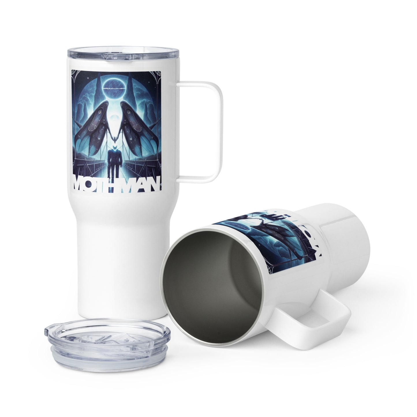 Mothman Bridge Eclipse Travel mug with a handle