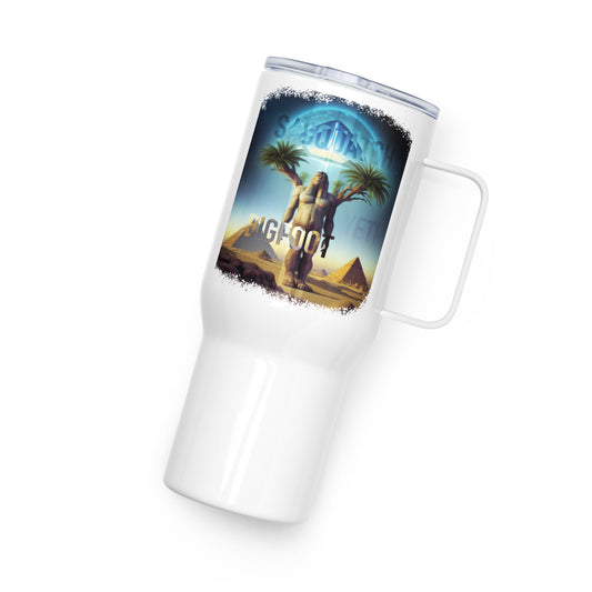 Sasquatch Yeti Bigfoot Pyramid Travel mug with a handle