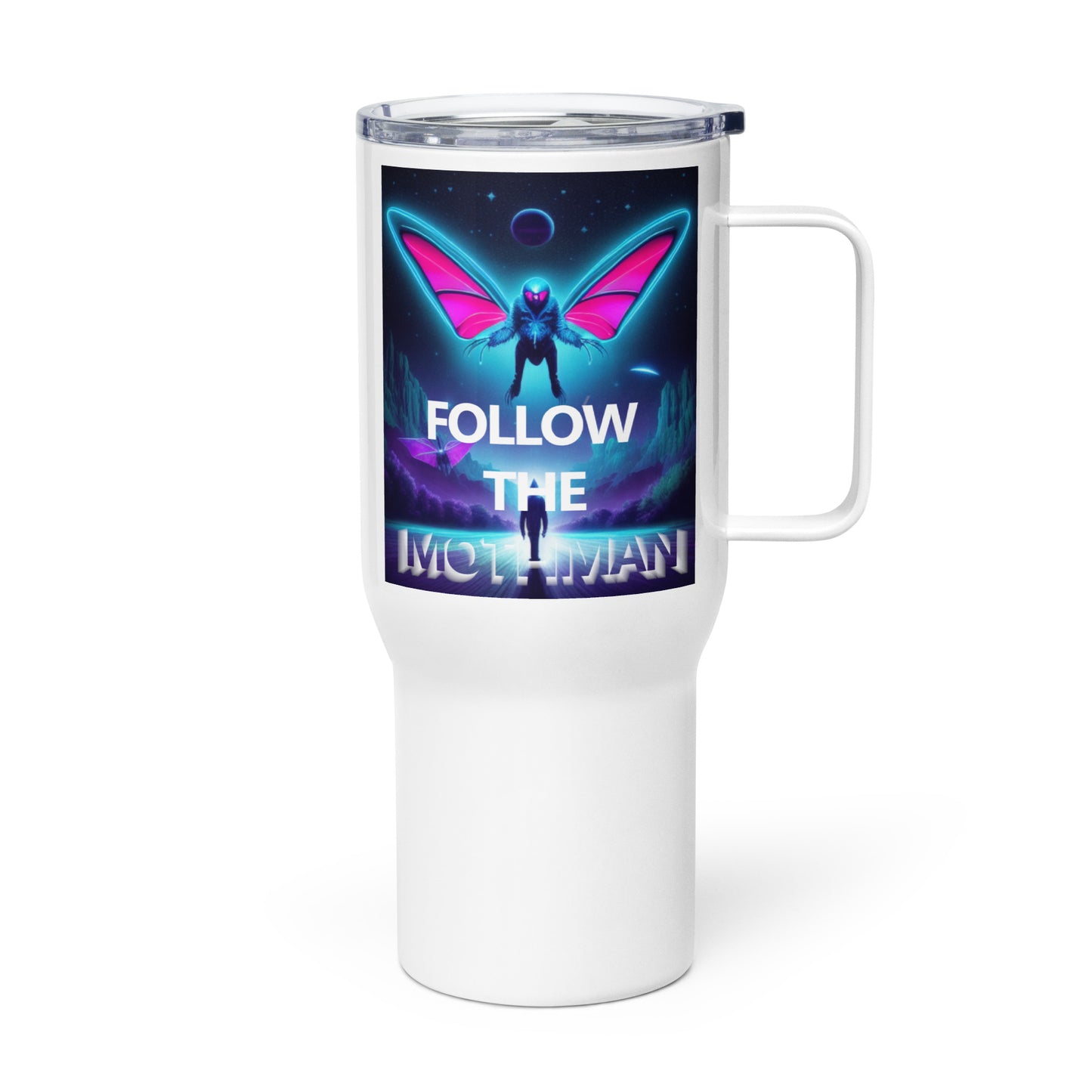 Follow The Mothman Travel mug with a handle