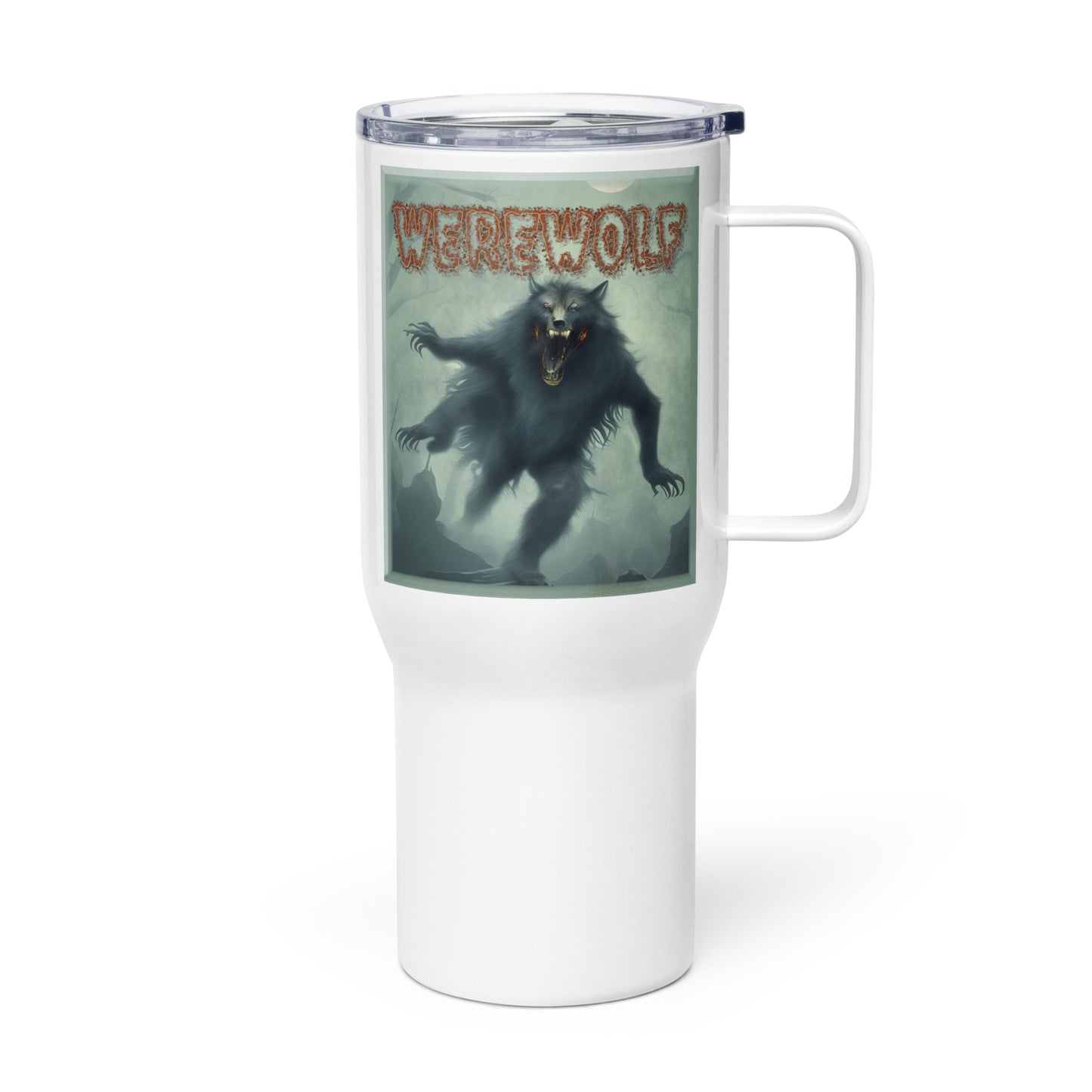 Werewolf Misty Graveyard Travel mug with a handle