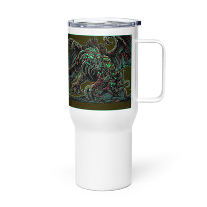 Cthulhu Castle Attack Travel mug with a handle