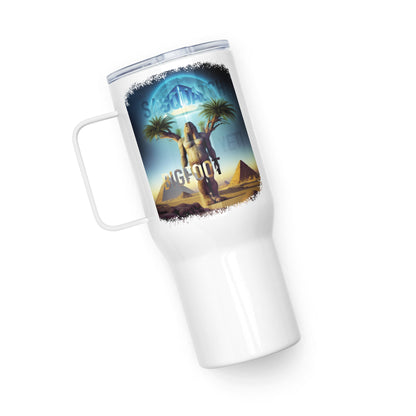 Sasquatch Yeti Bigfoot Pyramid Travel mug with a handle