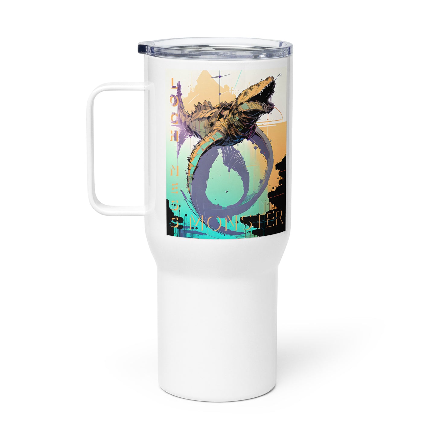 Loch Ness Monster Inkpunk Travel mug with a handle