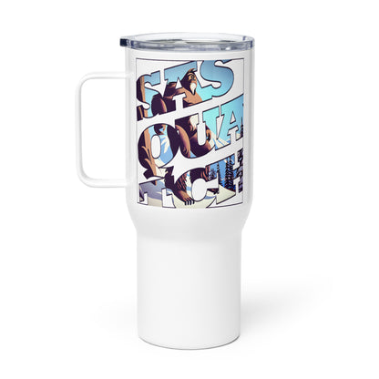 Sasquatch Snowy Anime Travel mug with a handle