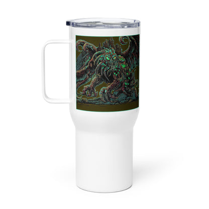 Cthulhu Castle Attack Travel mug with a handle