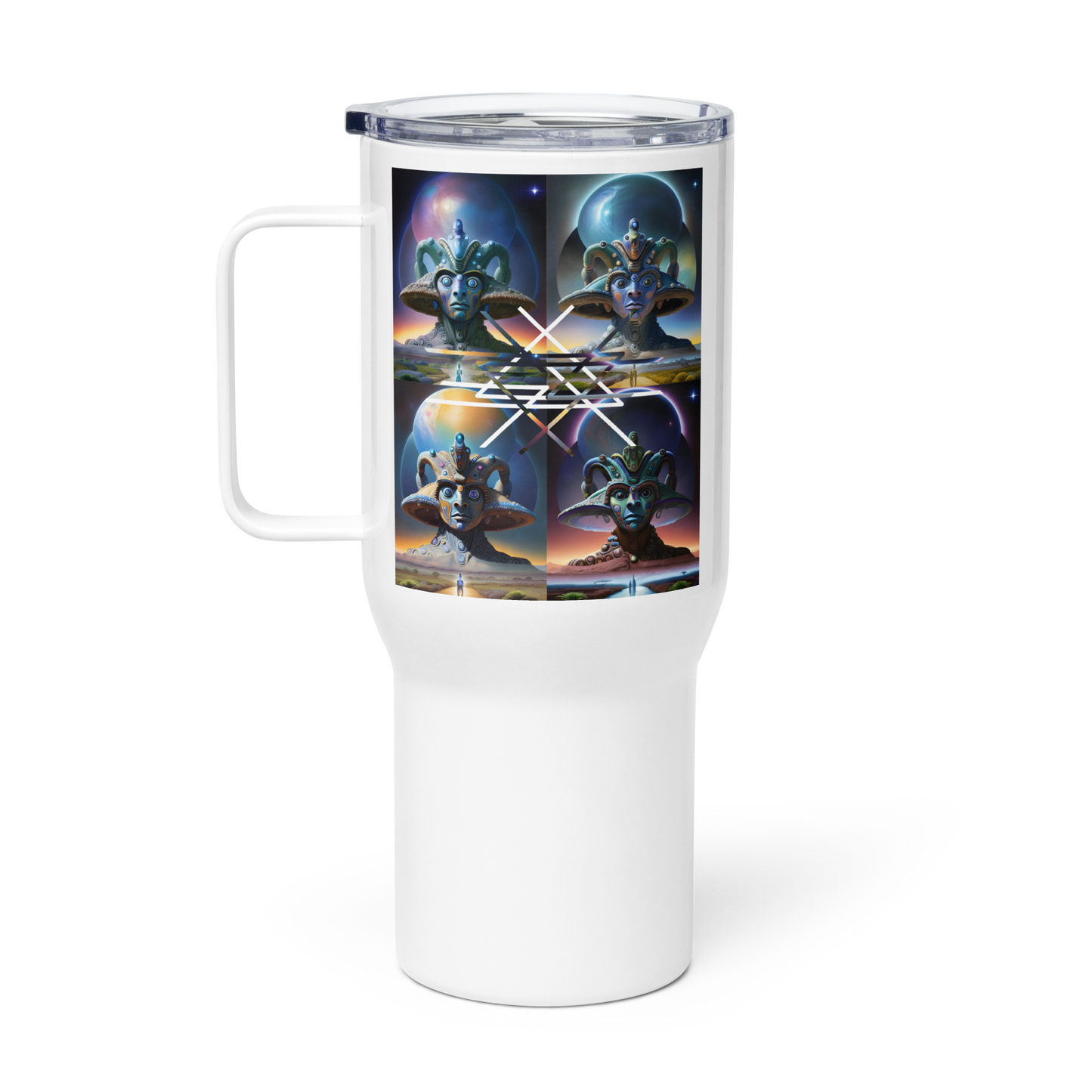 Ancient Extraterrestrial Geometry Travel mug with a handle