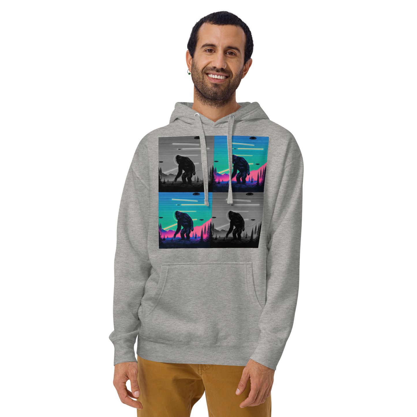 Neon Bigfoot Wood Art Unisex Hoodie