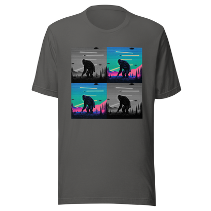 Neon Bigfoot Wood Art Unisex t-shirt