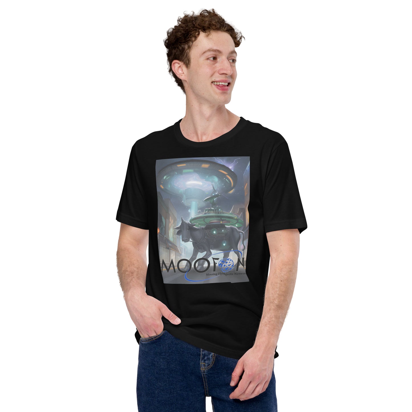 MOOFON - Mooing Flying Object Network Unisex t-shirt