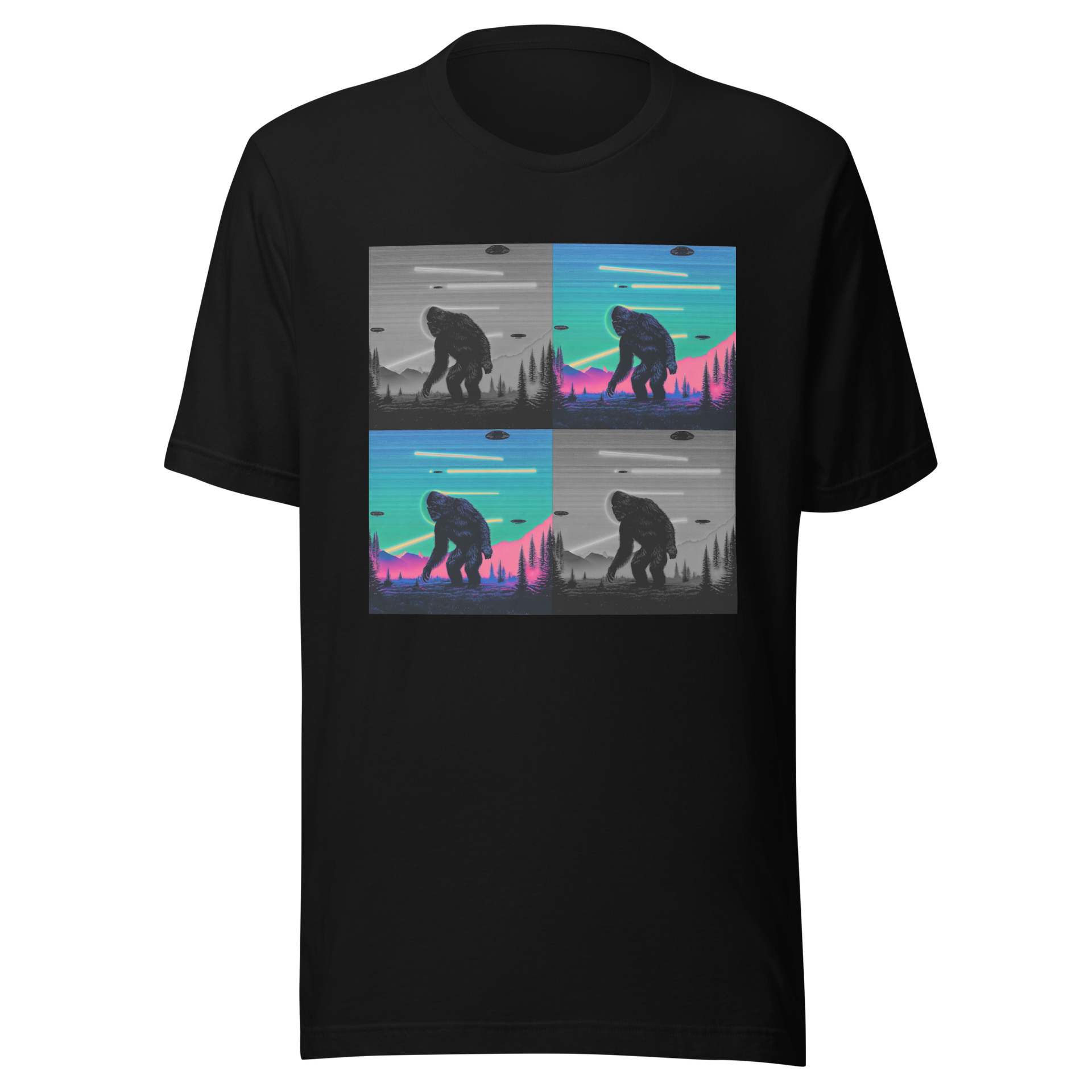 Neon Bigfoot Wood Art Unisex t-shirt – Cryptid Clothing