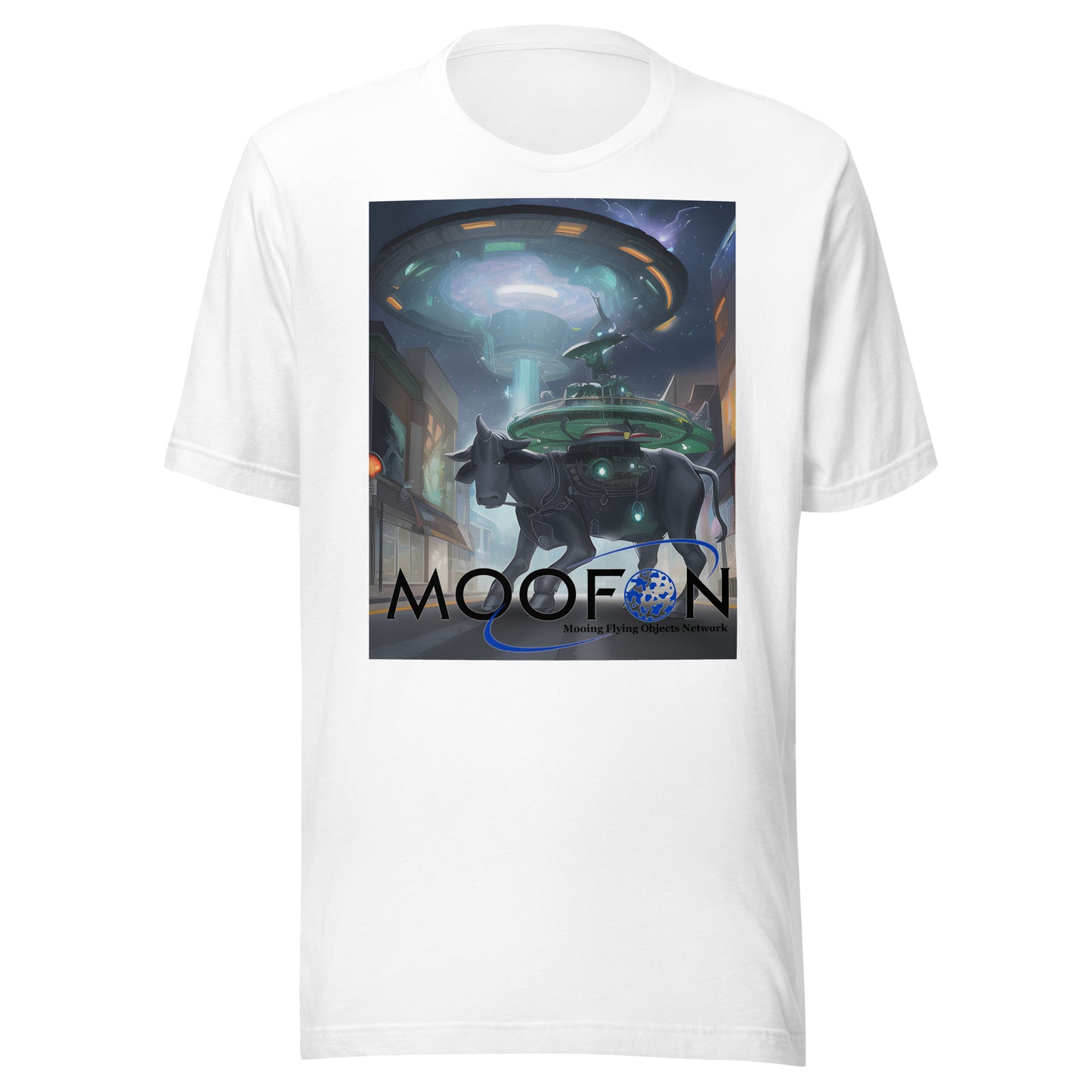 MOOFON - Mooing Flying Object Network Unisex t-shirt