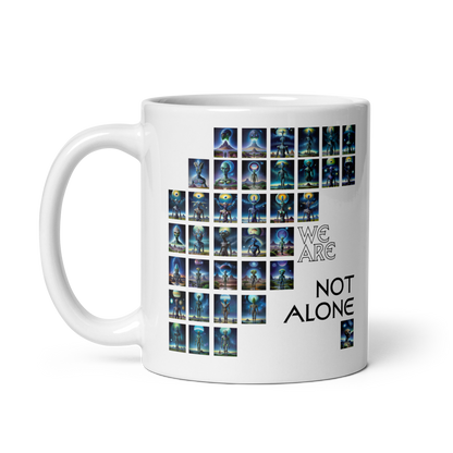 We Are Not Alone White glossy mug