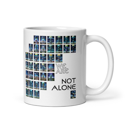 We Are Not Alone White glossy mug