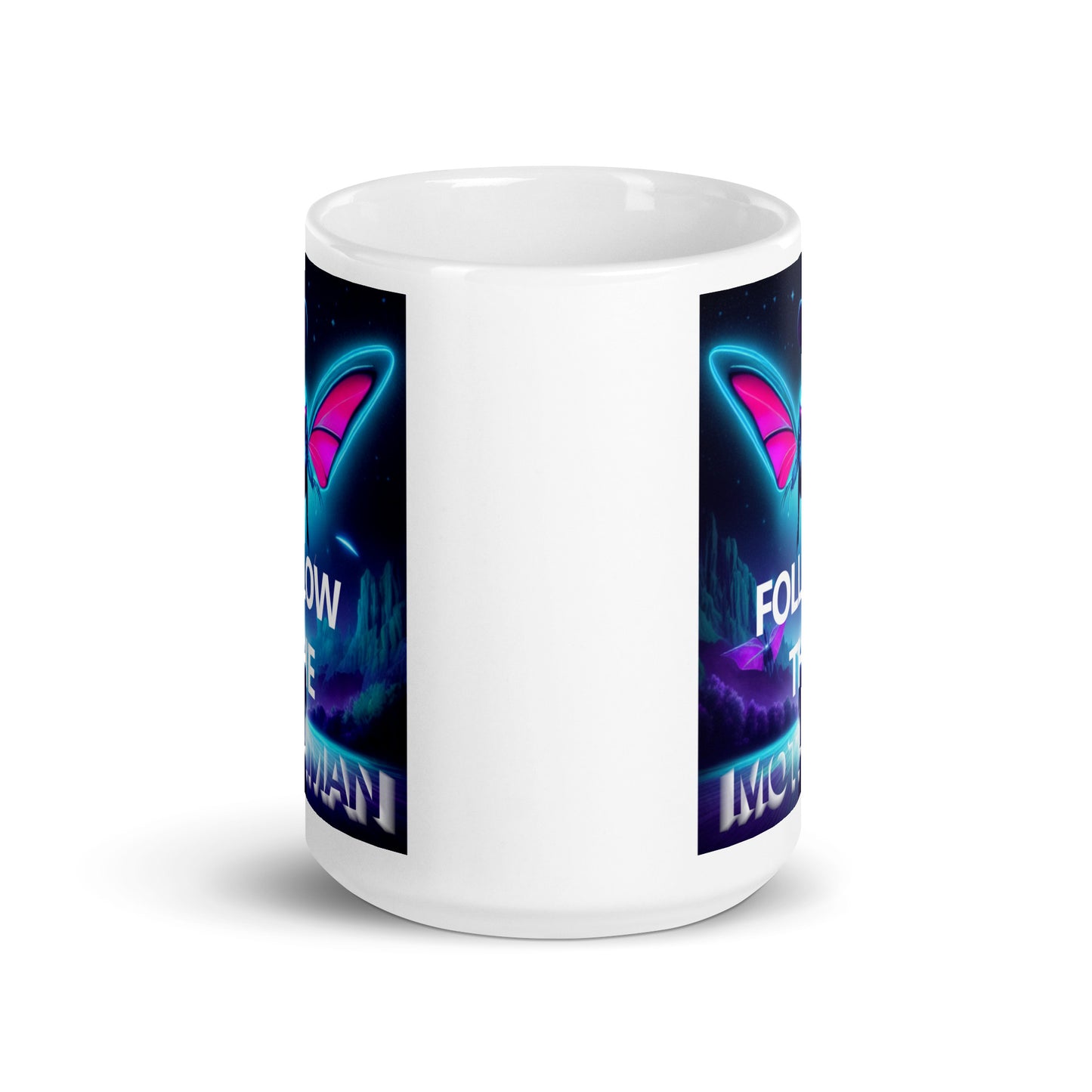 Follow The Mothman White glossy mug