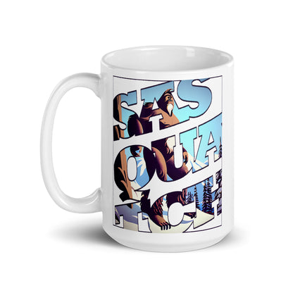 Sasquatch Snowy Anime White Glossy Mug