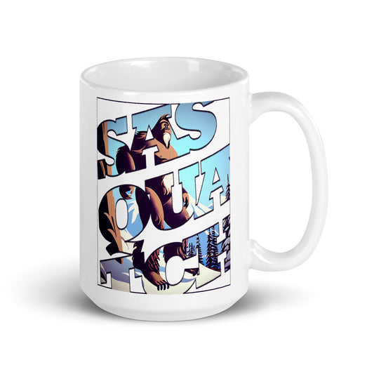 Sasquatch Snowy Anime White Glossy Mug